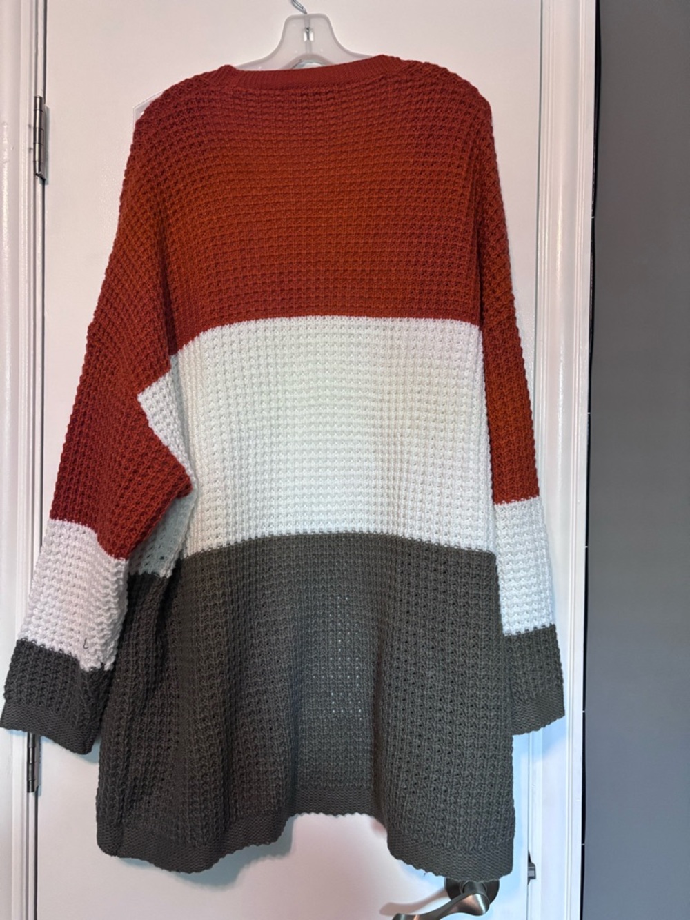 Chunky Colorblock Cardigan Oversized Cozy Knit Pockets Boho Size XL - Picture 6 of 6